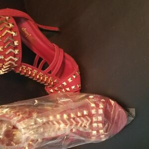 Red Studded Women's Heels